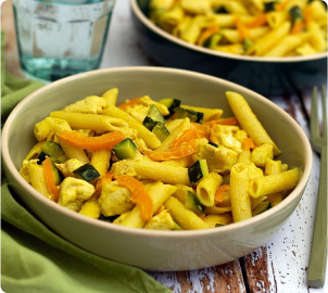 poulet au curry + pâtes